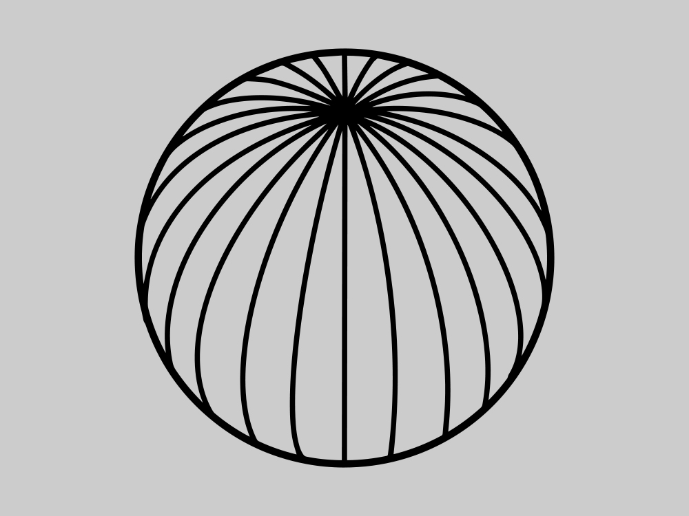 A sphere made of thick black outlines