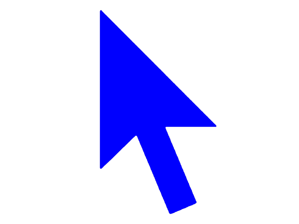 A pointed mouse cursor in electric blue